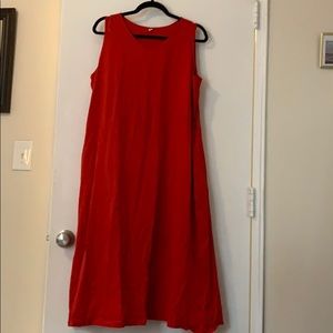 Red cotton Uniqlo midi dress